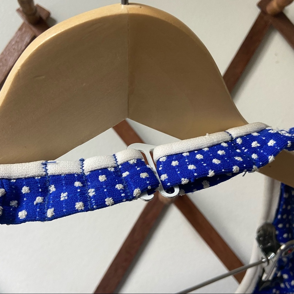 50s/60s Vtg Polka Dot One Piece Halter Swimsuit - Picture 4 of 7